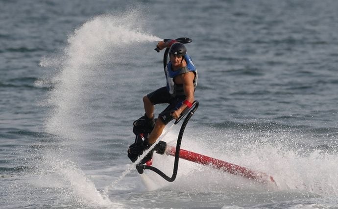 Frederico Bufacchi of Italy takes part during the Fly Board world championship qualifier in Doha
