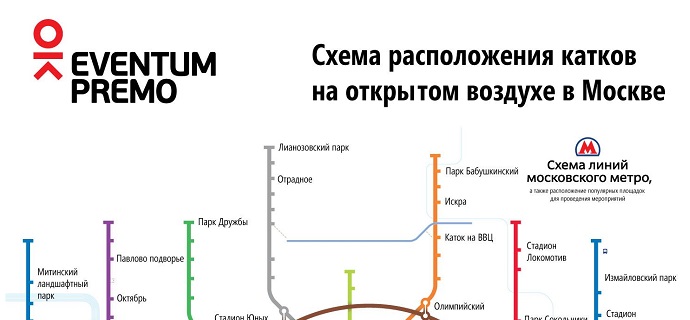 Схема расположения катков на открытом воздухе в Москве от Eventum Premo