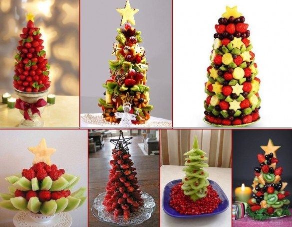 Fruits-Christmas-trees-from-strawberries-grapes-kiwi-melon-585x471