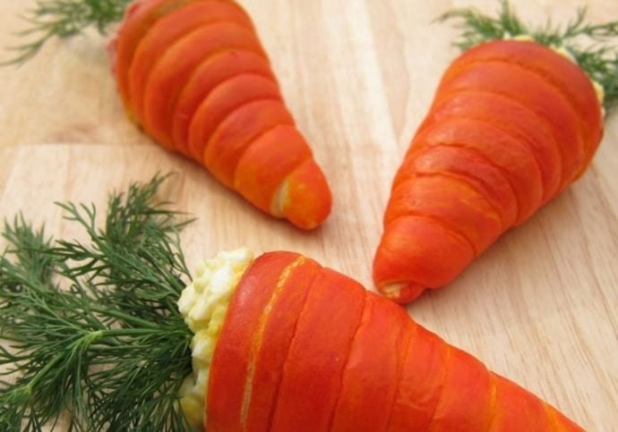 Carrot Crescents Filled with Egg Salad