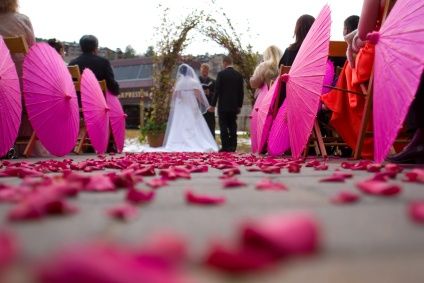 Wedding Ceremony with Flower Petals